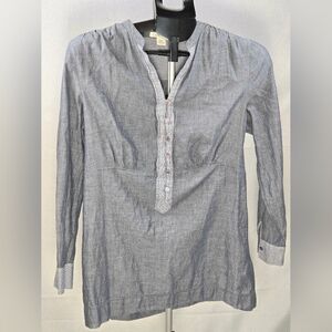 Coldwater Creek 100% Cotton Boho Minimalist Tie Back Peasant Tunic, Petite Small